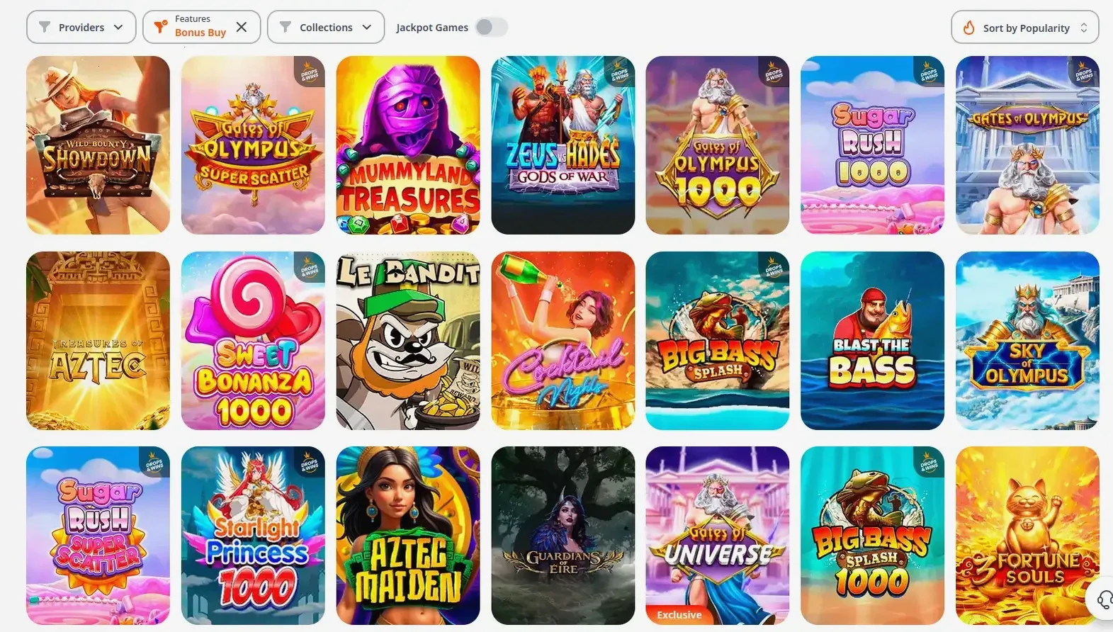 Zodiac Casino Spieleauswahl